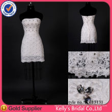 Charming beaded lace short mini wedding dress/bridesmaid dress